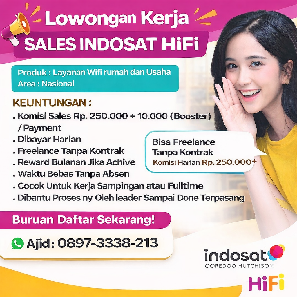 Lowongan Kerja Sales Indosat Hifi