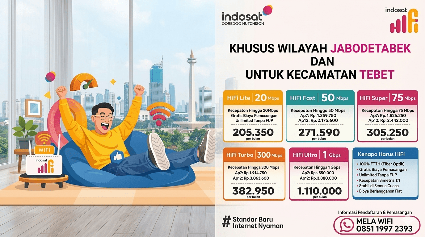 JASA PEMASANGAN INDOSAT HIFI TEBET