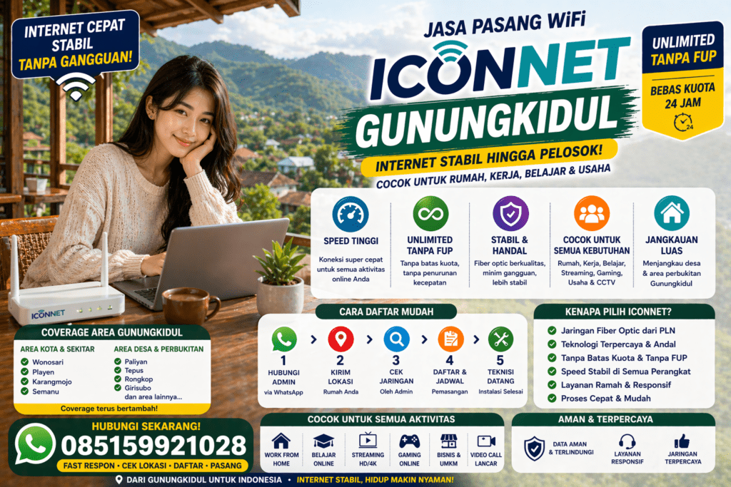 Jasa Pasang WiFi ICONNET Gunungkidul