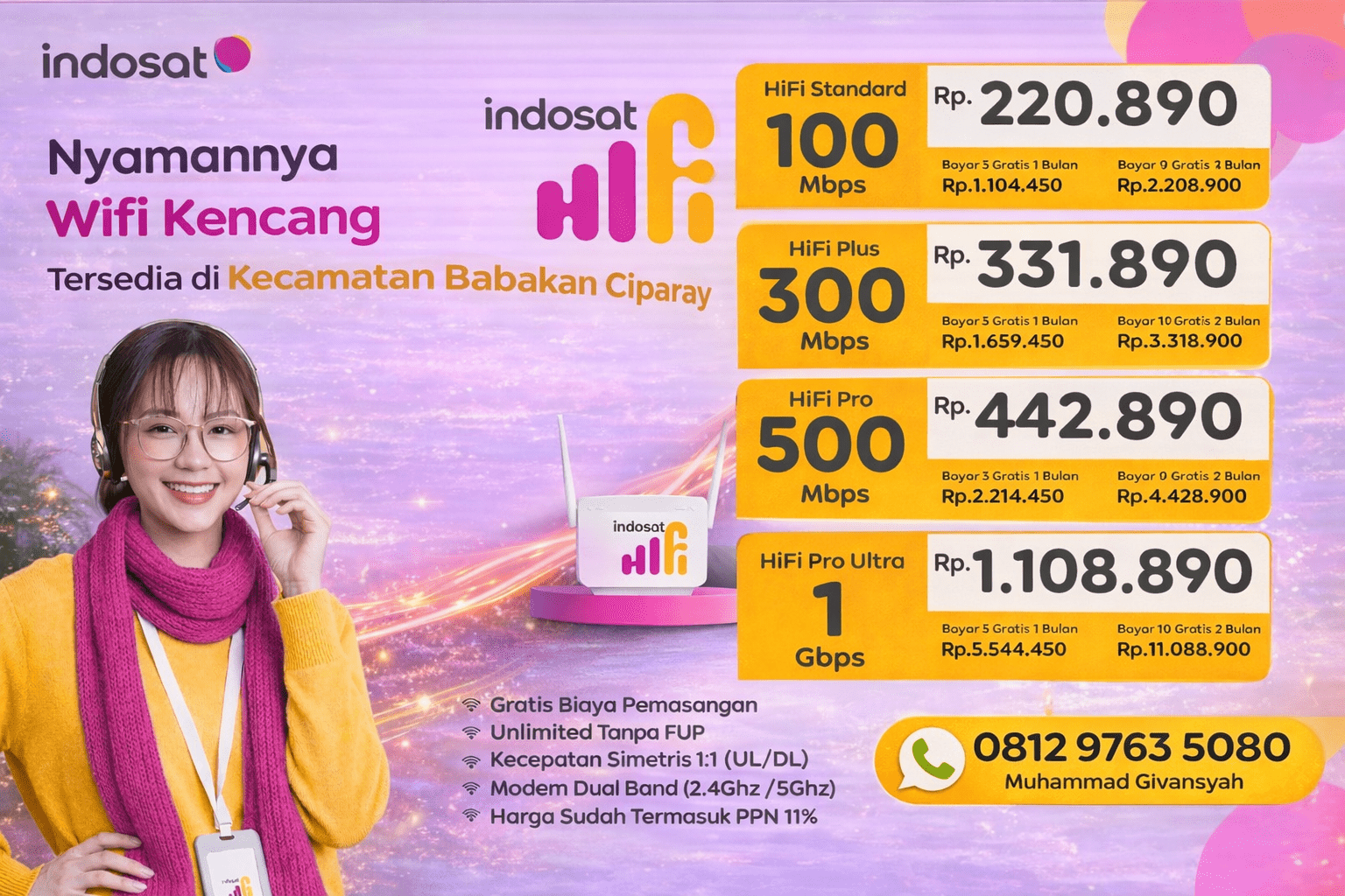 Jasa Pasang Indosat Hifi Kecamatan Babakan Ciparay