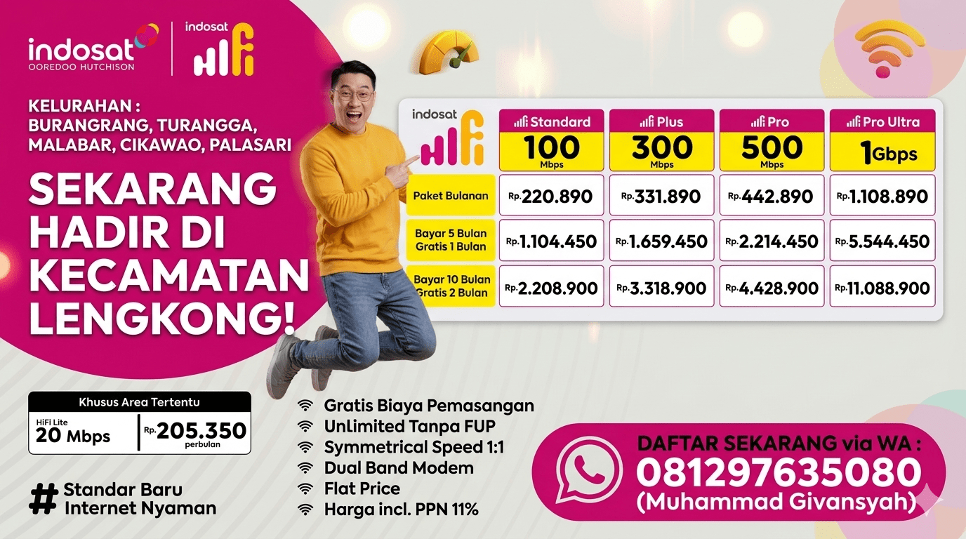 Jasa Pasang Indosat Hifi Kecamatan Lengkong