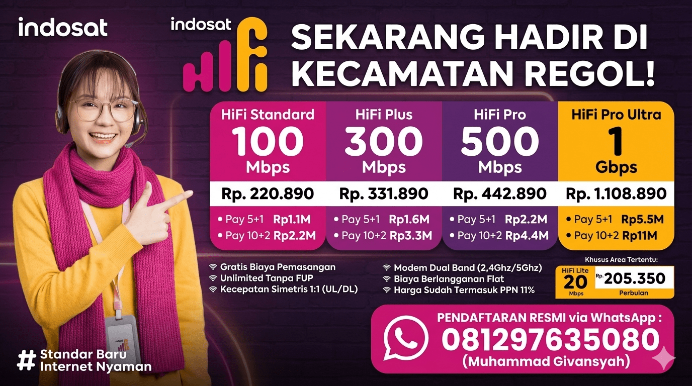 Jasa Pasang Indosat Hifi Kecamatan Regol