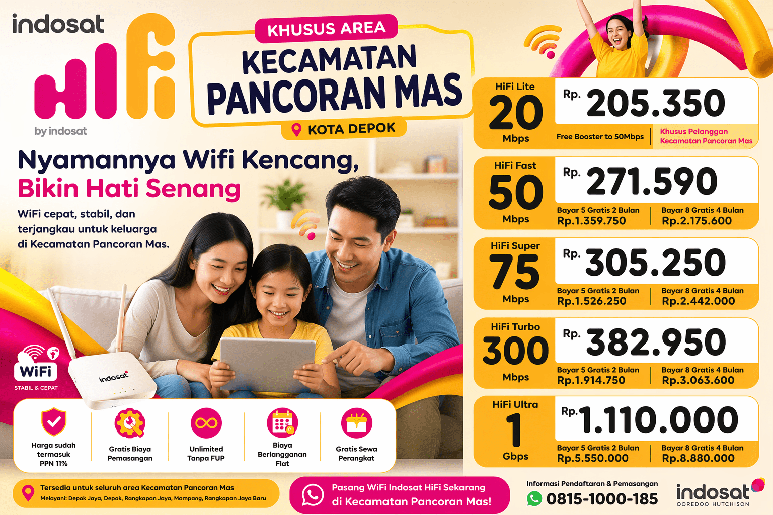 JASA PEMASANGAN WIFI DI PANCORAN MAS DEPOK