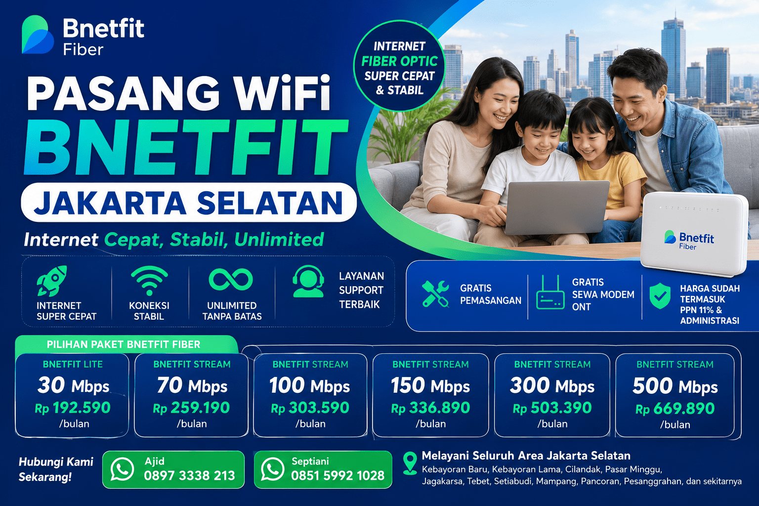 kontak pendaftaran BNETFIT Jakarta Selatan