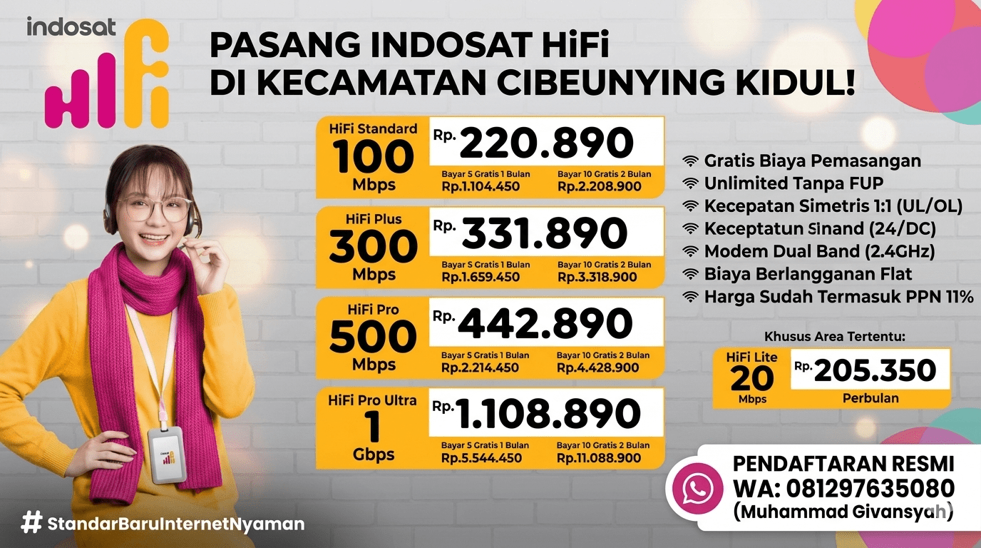 Jasa Pasang Indosat Hifi Kecamatan Cibeunying Kidul