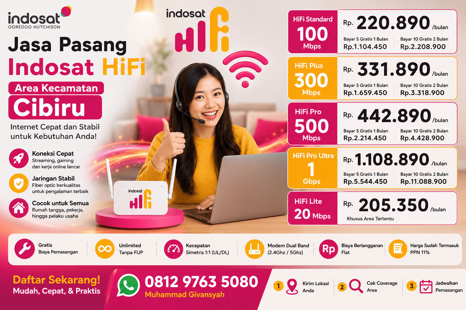 Jasa Pasang Indosat Hifi Kecamatan Cibiru